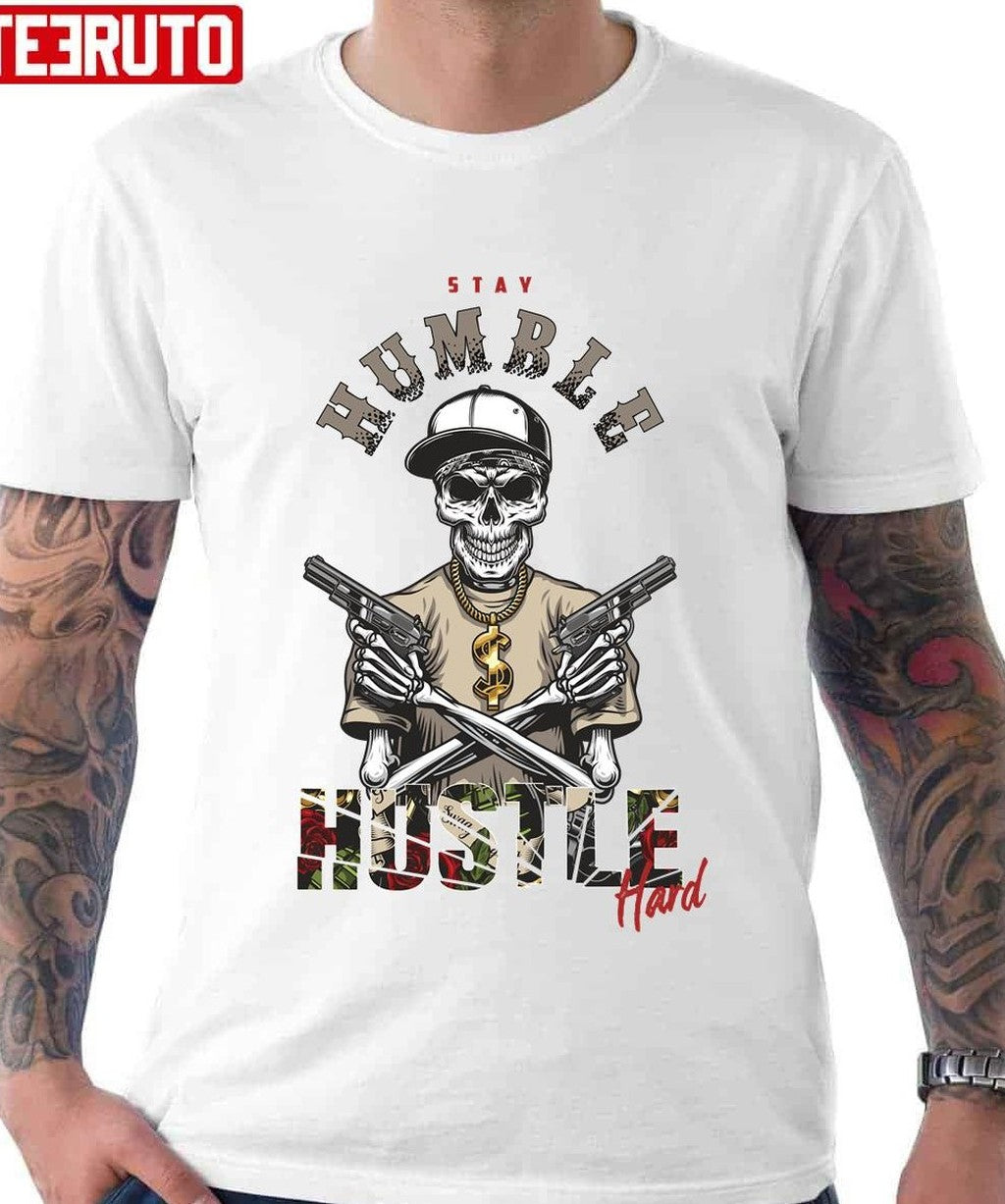 Skeleton With Guns Design Halloween Unisex T-Shirt