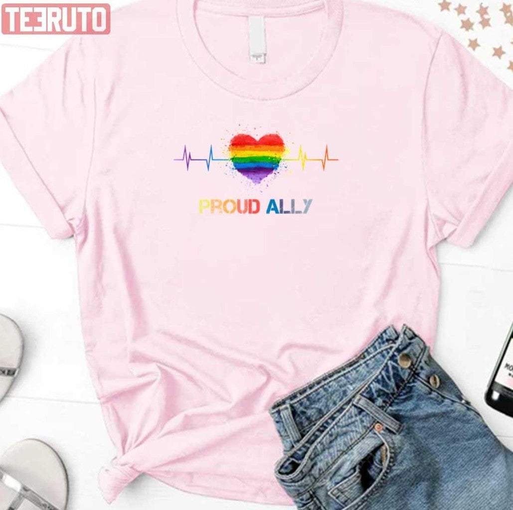 Proud Ally Heart Beat Pride Unisex Sweatshirt