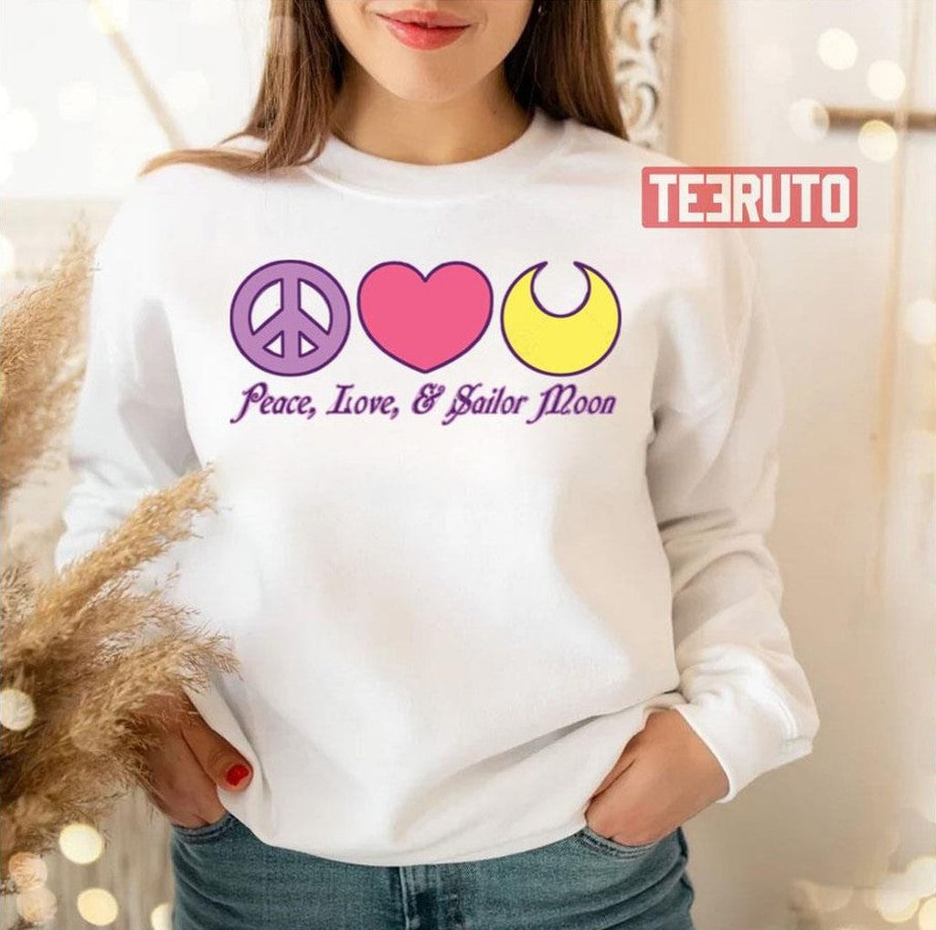 Peace Love And Sailor Moon Unisex T-Shirt