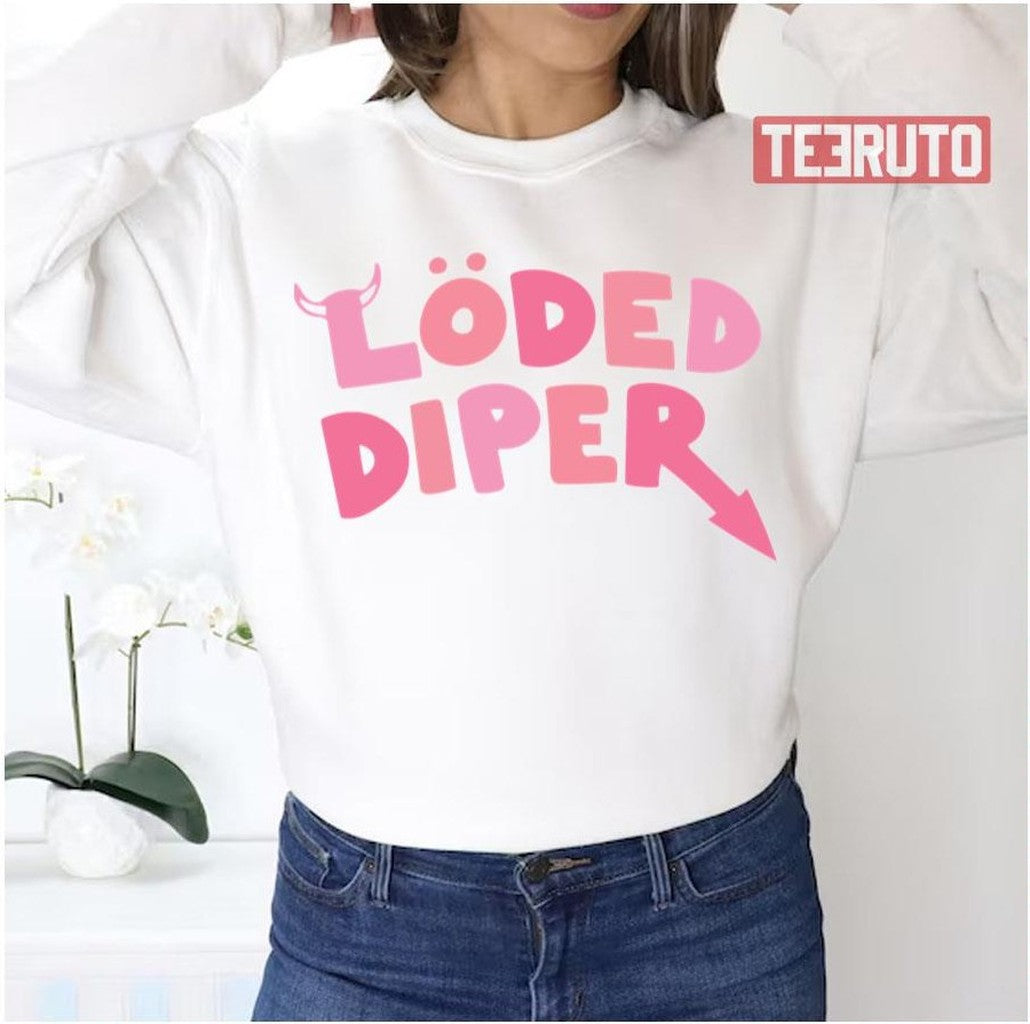 Pink Text Design Rodrick Heffley Loded Diper Unisex Sweatshirt