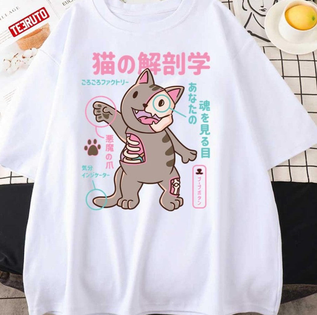 Neko Cat Anatomy Kawaii Japanese Style Unisex T-Shirt