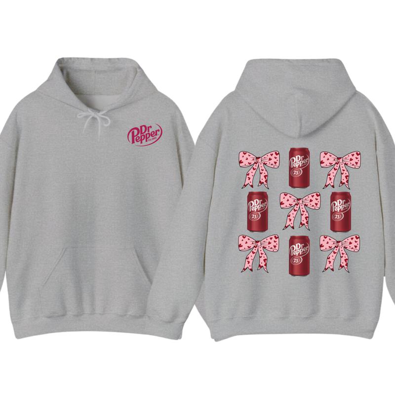 Dr Pepper Coquette Bow Pink  T-Shirt Hoodie, Full color, unisex