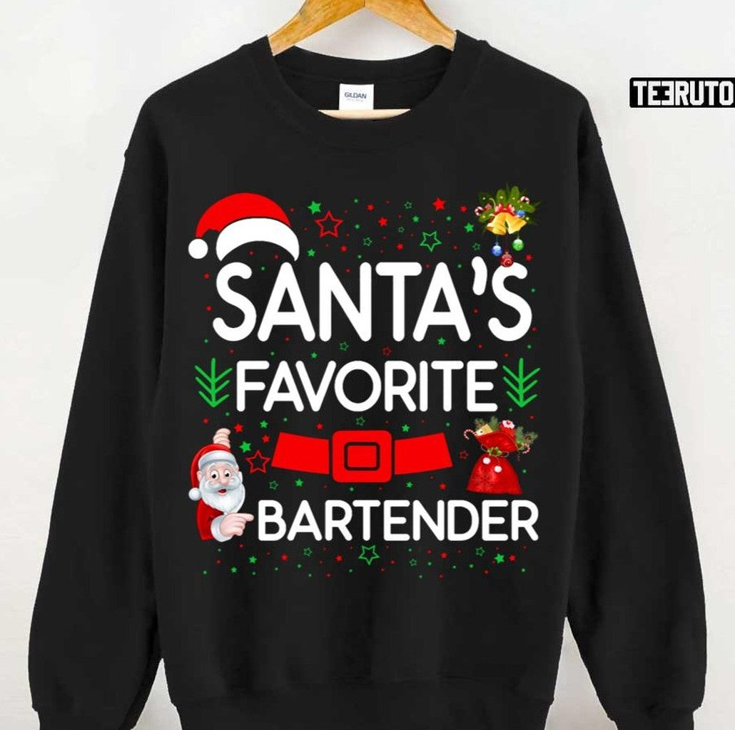 Santa's Favorite With Bartender Unisex T-Shirt