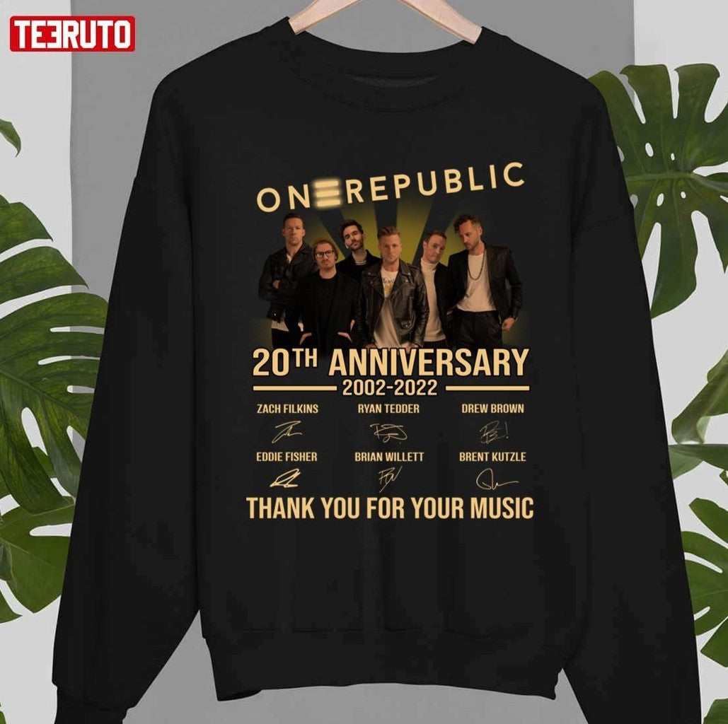 20th Anniversary Onerepublic 2002 2022 Thank You For Memories Signatures Unisex T-Shirt