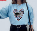 Be Mine Valentines Day Pale Blue Pink Leopard Heart Unisex Sweatshirt