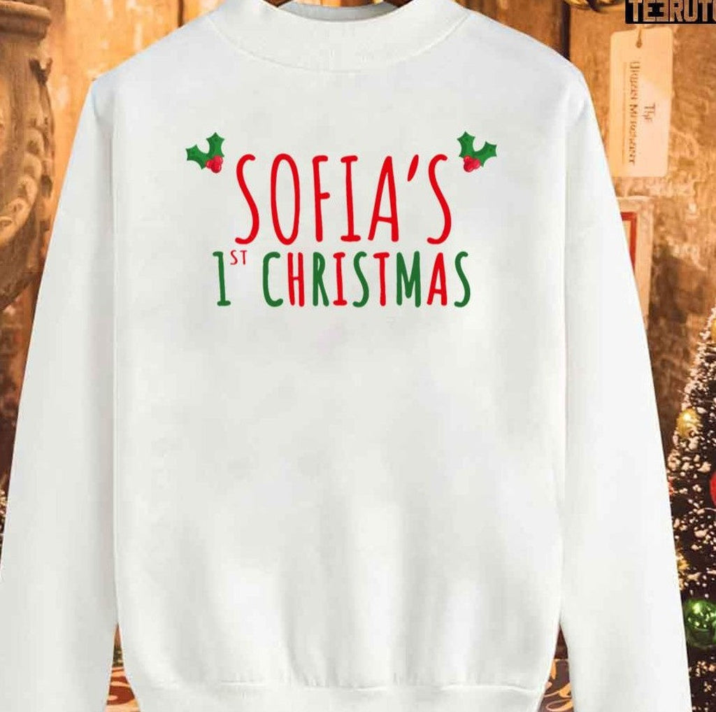 Sofia's First Christmas Personalised Name Unisex Sweatshirt