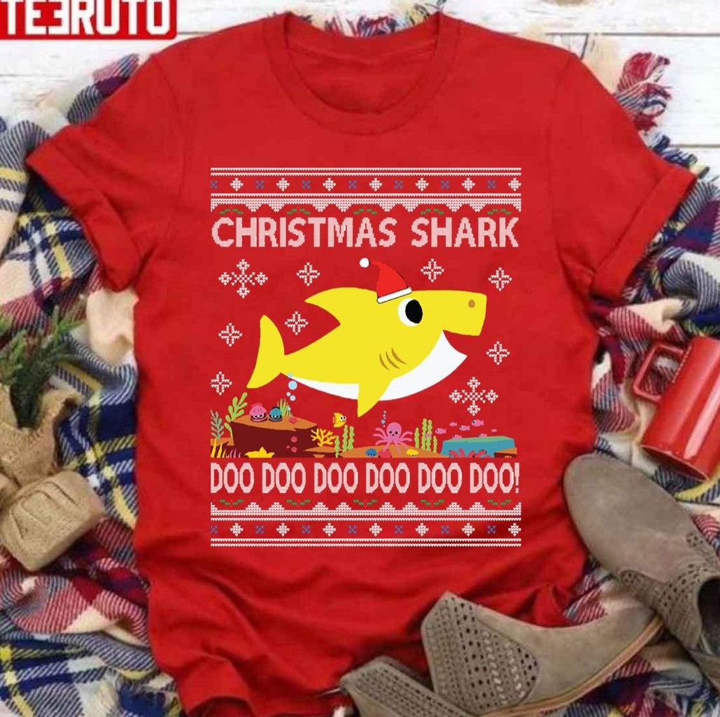 Baby Shark Christmas Knit Doo Doo Doo Unisex Sweatshirt