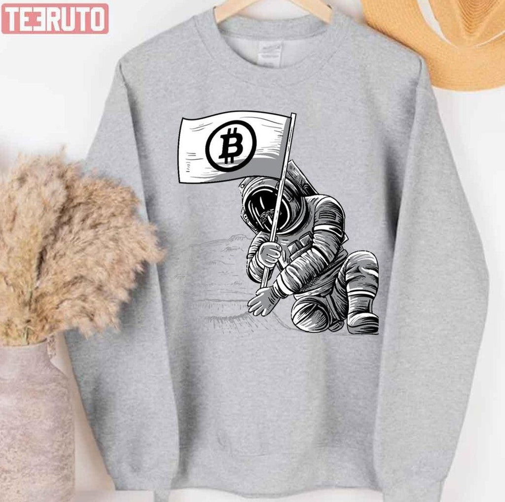 Bitcoin Btc Crypto Cryptocurrency Miner Astronaut Moon Unisex Hoodie