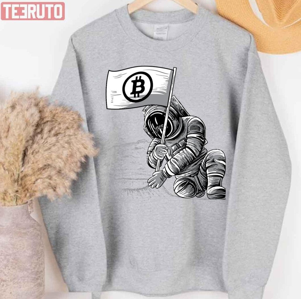 Bitcoin Btc Crypto Cryptocurrency Miner Astronaut Moon Unisex Hoodie