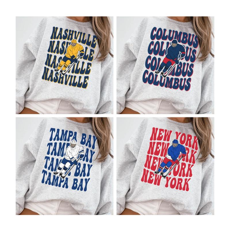 Vintage 90s All Team Hockey Sport Grey Sweatshirt, Retro Ice Hockey Sweatshirt, Crewneck Sweatshirt, Gift for Everyone, Gift for Sport Fan, Jersey Hoc