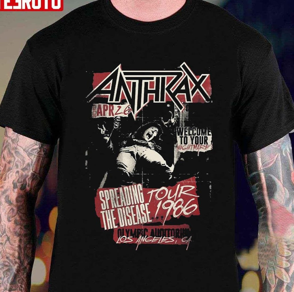 Spreading The Disease Tour 1986 Anthrax Rock Unisex T-Shirt