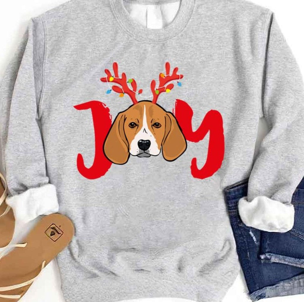 Beagle Dog Xmas Christmas Reindeer Antlers Light Unisex Sweatshirt