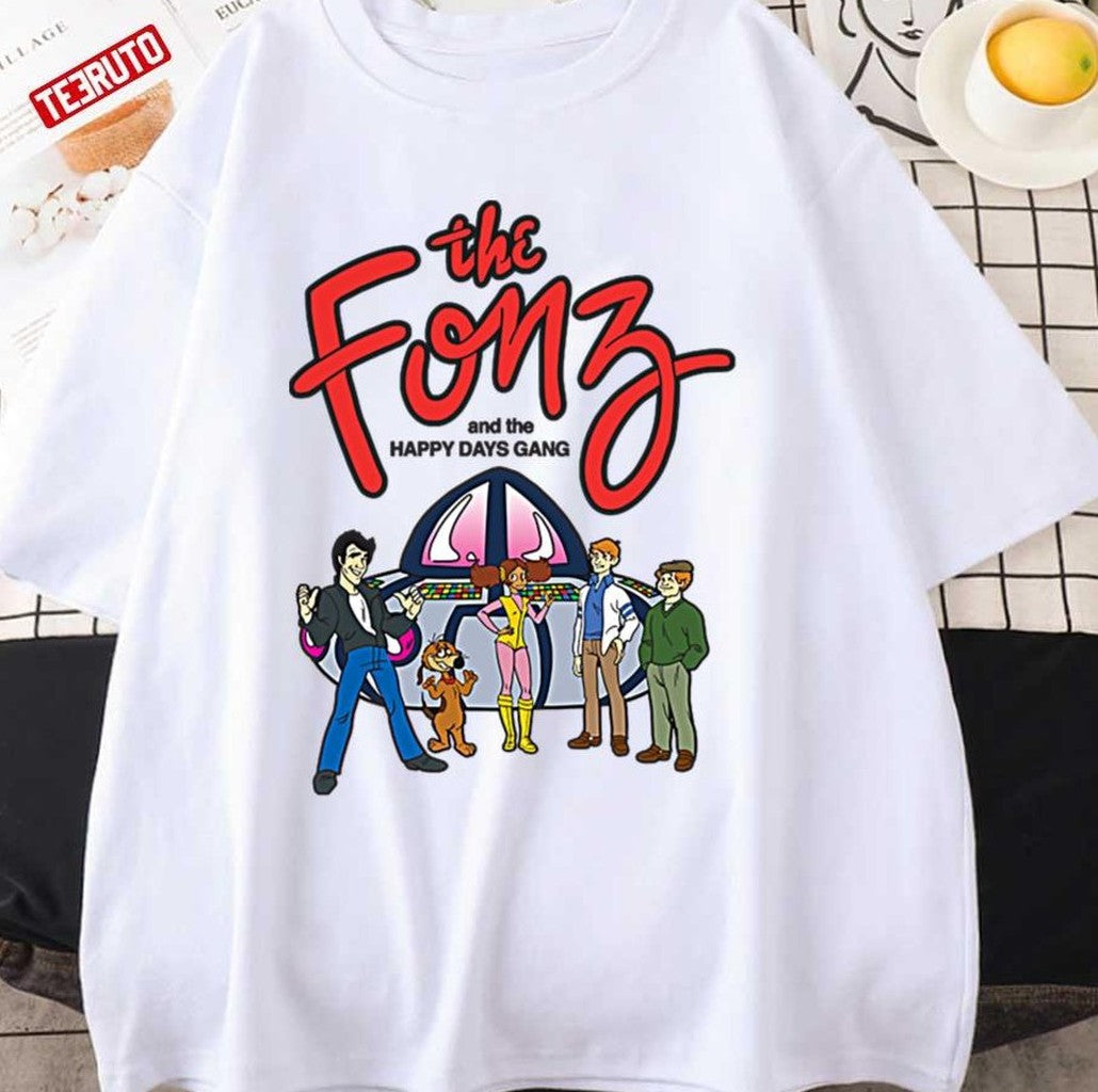 The Fonz And The Happy Days Gang Cartoon Art Unisex T-shirt