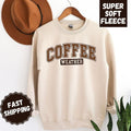 Coffee Weather Crewneck Sweatshirt, Womenswear Soft Printed Sweatshirt, Cozy Fall Oversized Top Fleece Long Sleeve