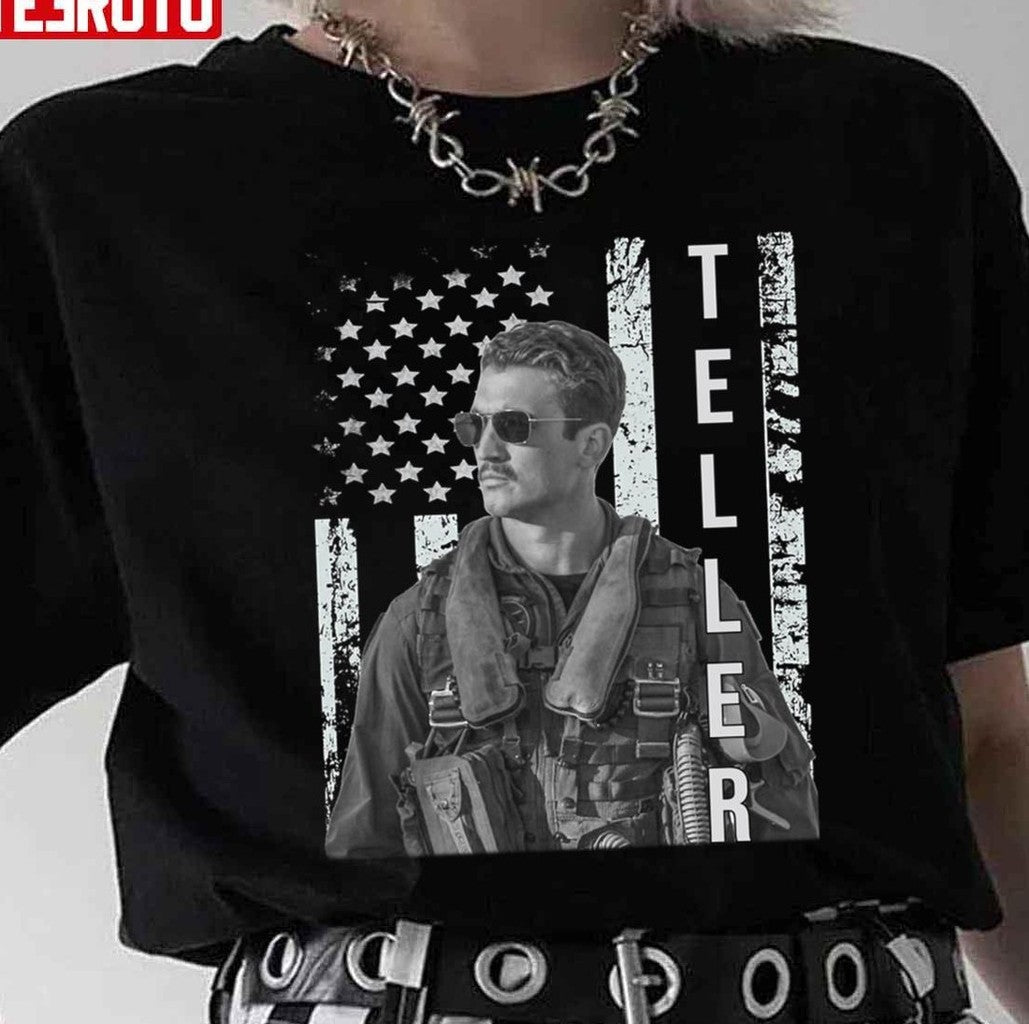 Rooster Miles Teller USA Flag Retro Top Gun Movie 2022 Unisex T-Shirt