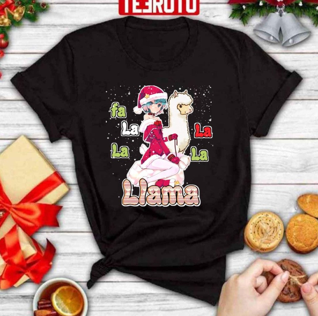 Anime Girl Fa La La La Llama Xmas Kawaii Llama Girl Unisex Sweatshirt