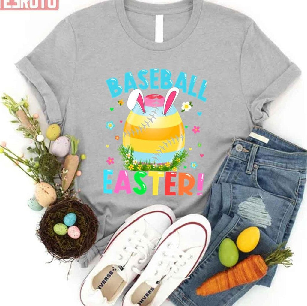 Baseball Lover Colors Bunny Egg Baseball Easter Day Cute Design Unisex T-shirt