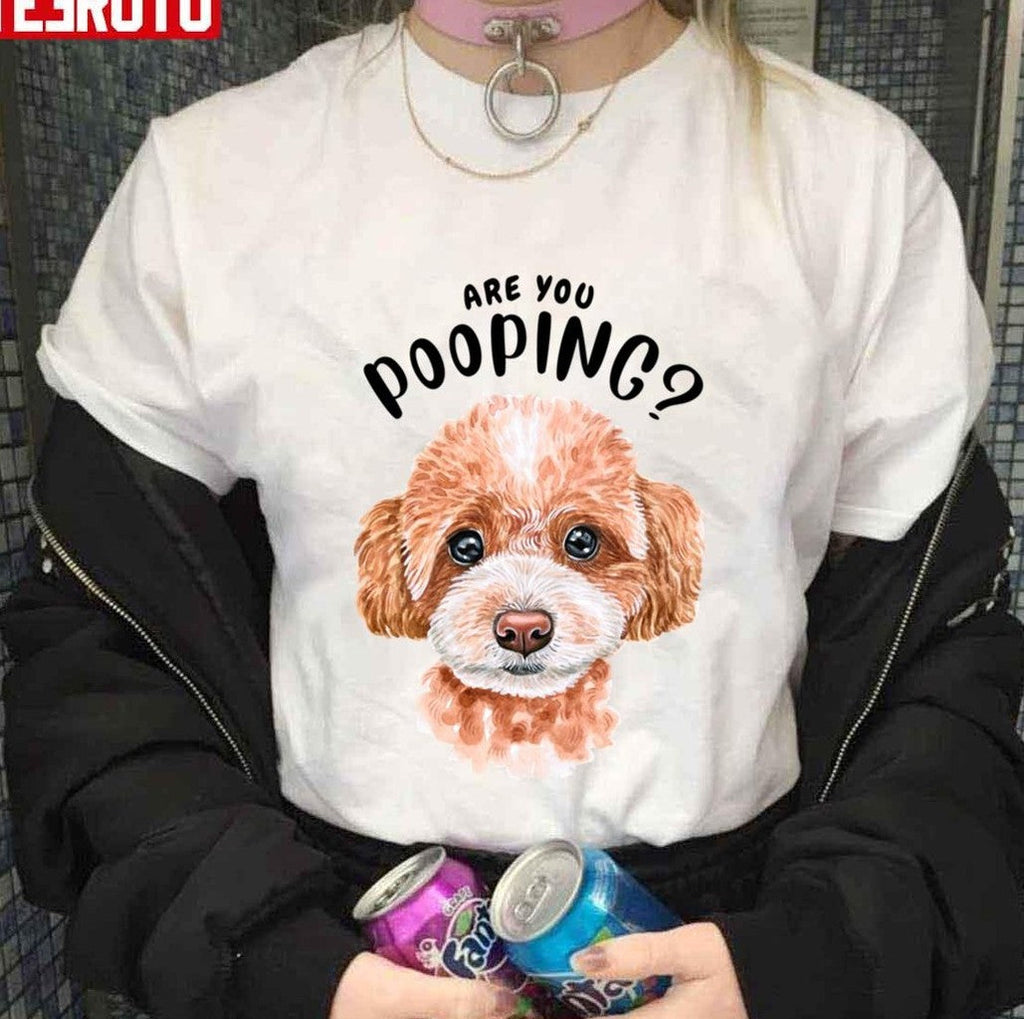 Poodle Are You Pooping Bathroom Poodle Art Poodle Watercolor Unisex T-shirt