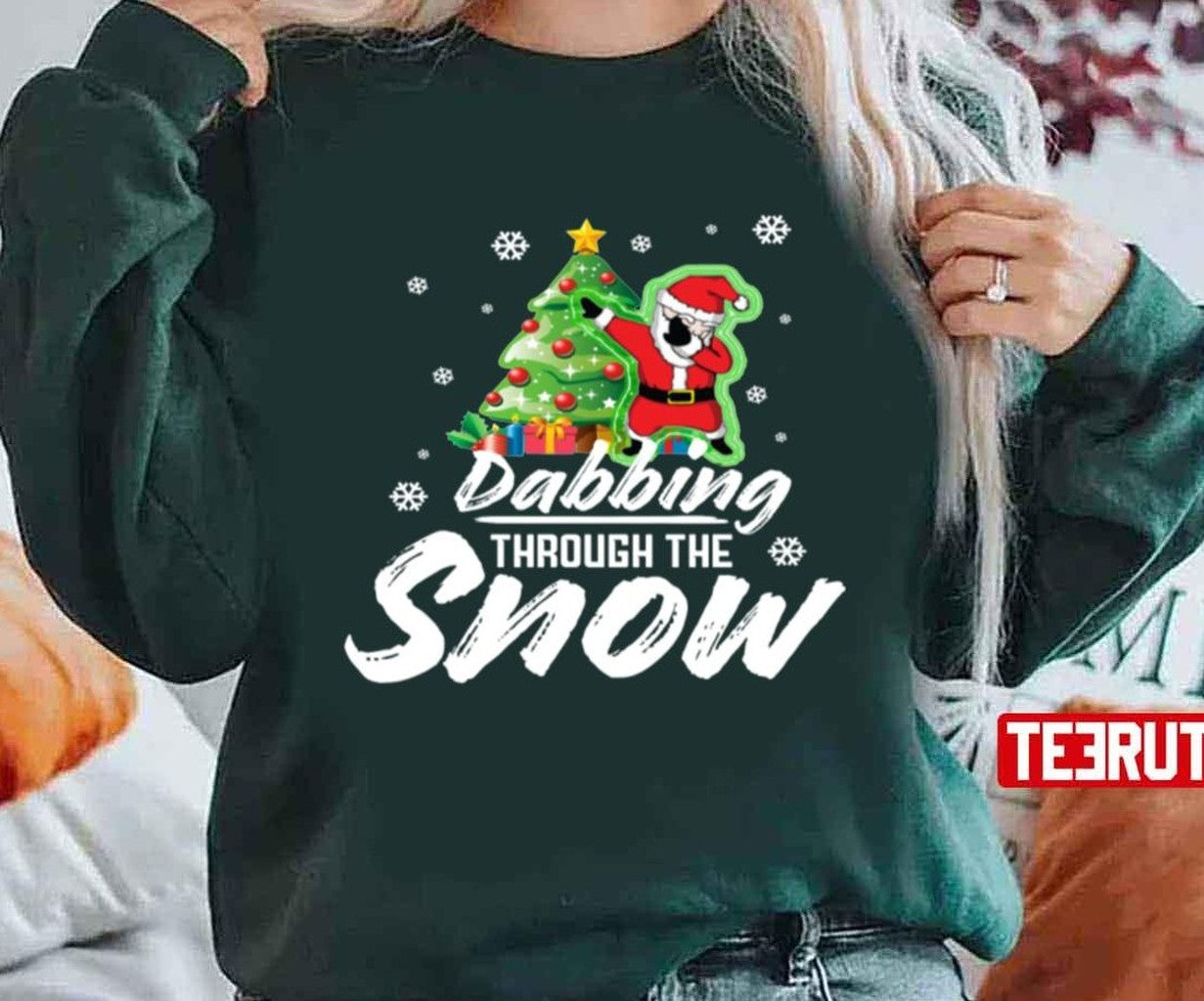 Santa Dabbing Through The Snow Christmas Tree Unisex T-Shirt