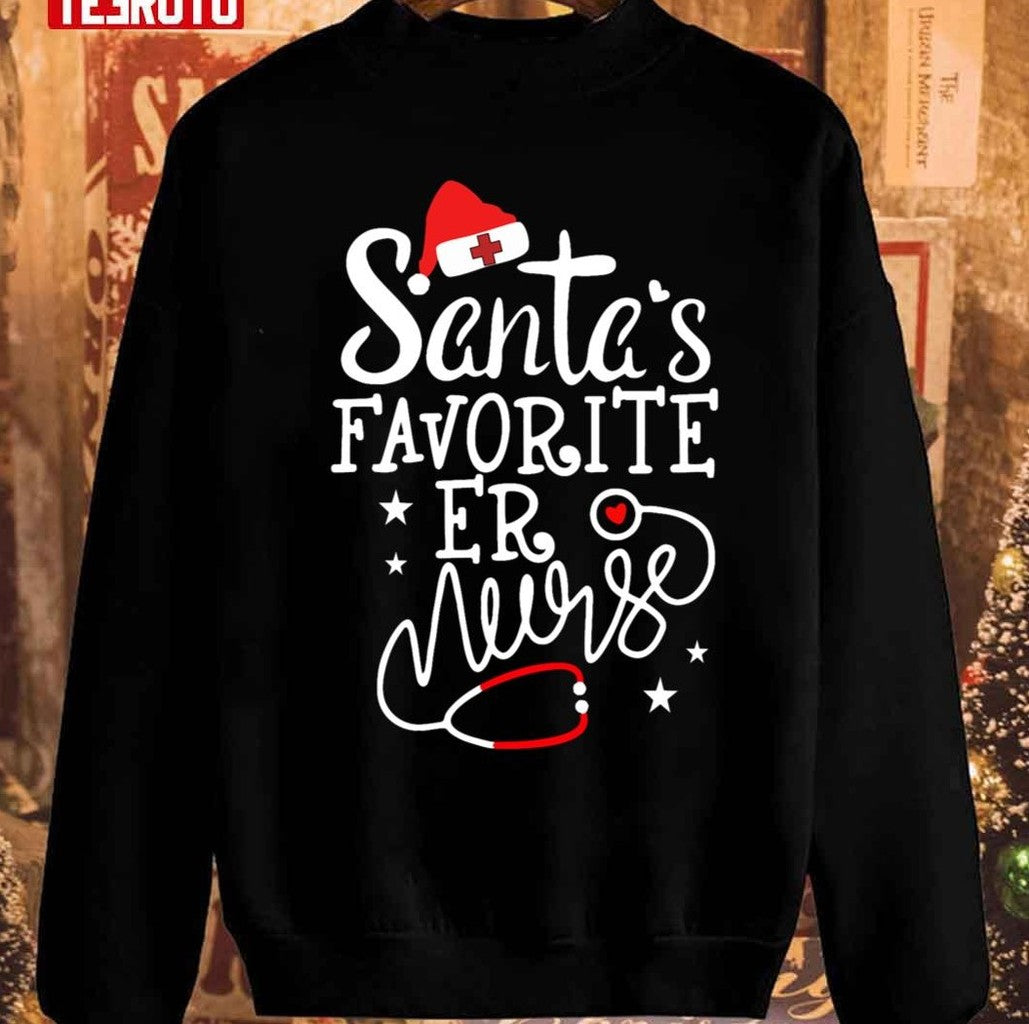 Santa's Favourite Er Nurse Vintage Sweatshirt