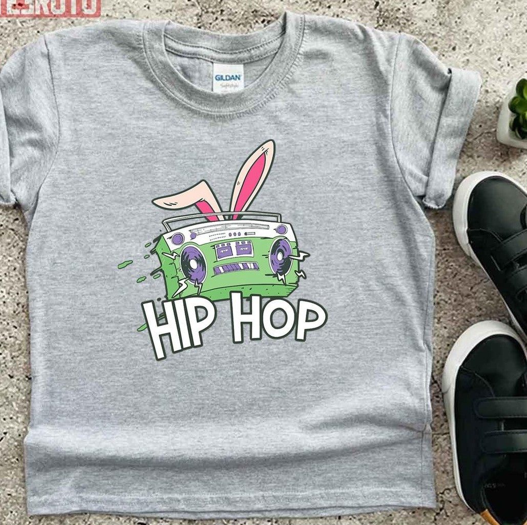 Retro Hiphop Bunny Radio Funny Easter Kid T-Shirt