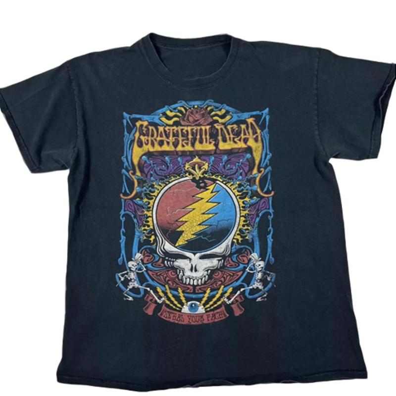 Grateful Dead Steal Your Face Tie Dye Skull America, Shirt For Fan Menswear Top Underwear Man Tshirt Streetwear Casual Tropical Crewneck Round Neck Shortsleeve Human T-Shirt