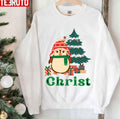 Penguin Christmas Greeting Season Begins With WintersUnisex Sweatshirt