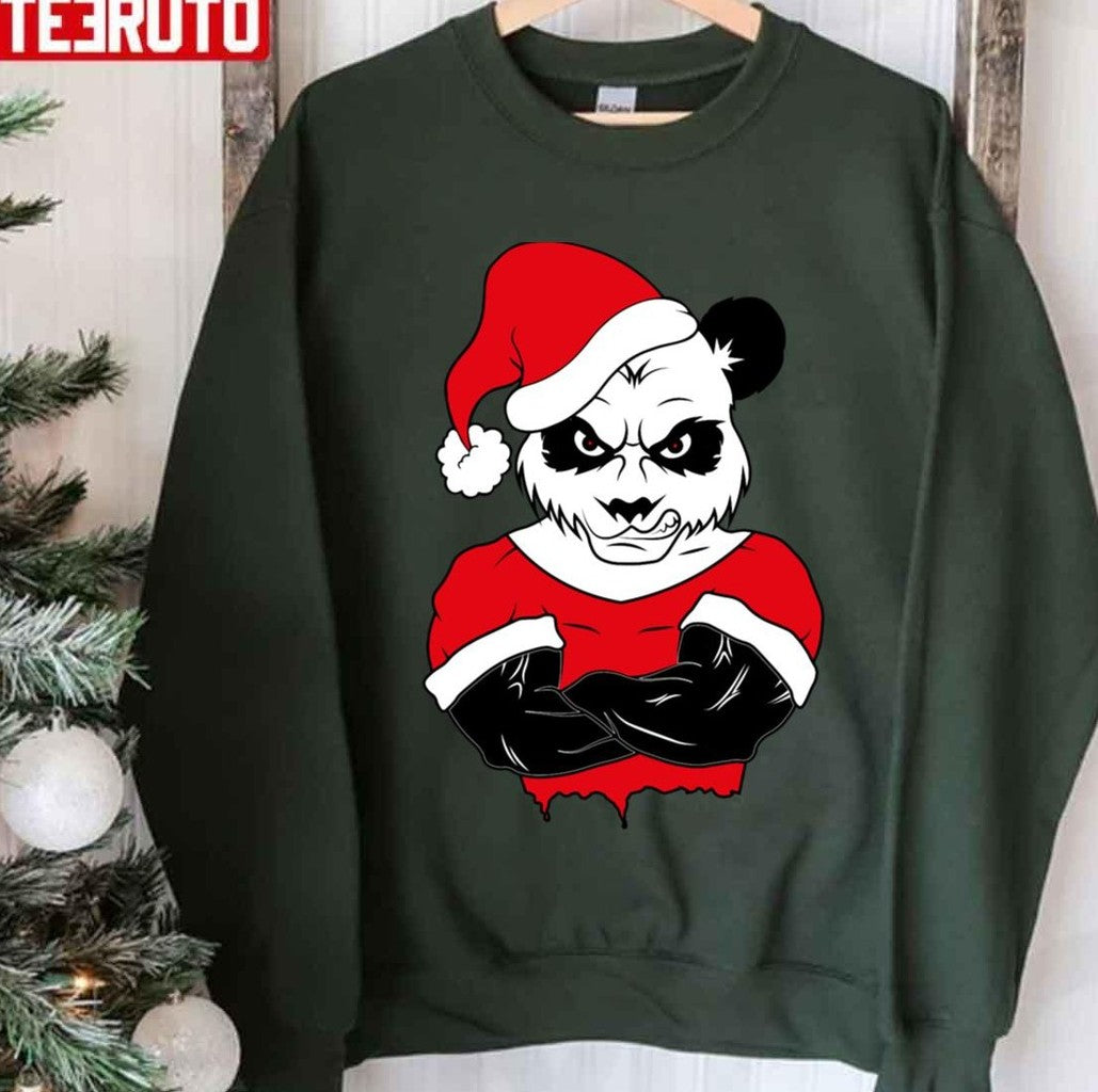 Big Strong Muscular Panda Bear Christmas Unisex Sweatshirt