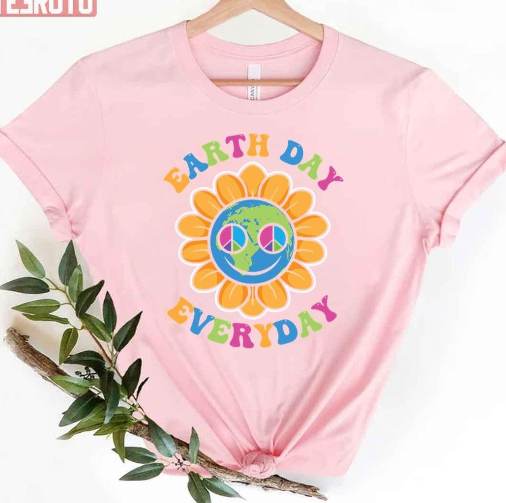 Peace Earth Day Everyday Retro Environmental Cute Flower Unisex T-shirt
