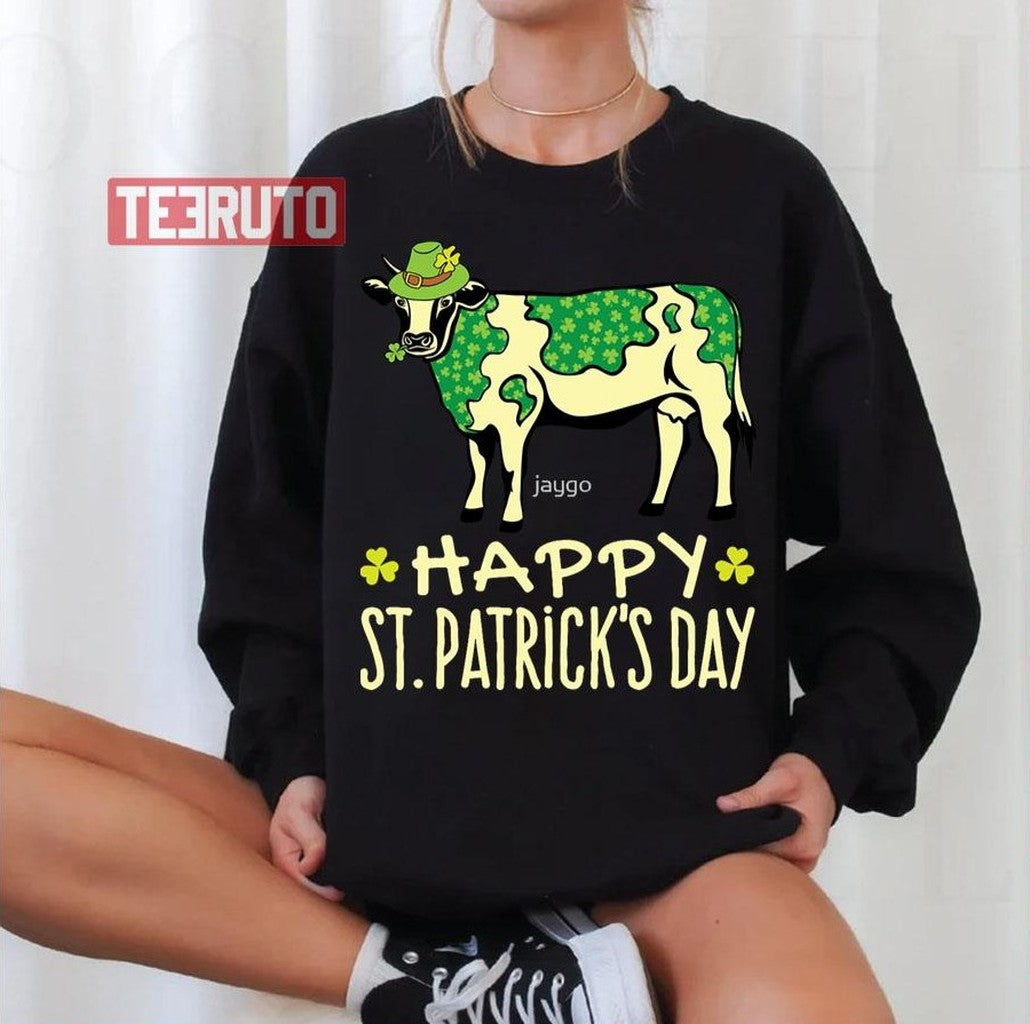 Shamrock Cow With Green Spots St Patrick's Day Unisex Sweatshirt