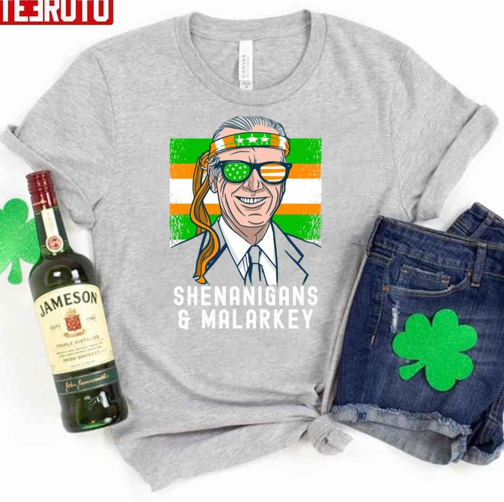 Biden St Patricks Day Irish Lucky Shenanigans Malarkey Shamrock Unisex Sweatshirt