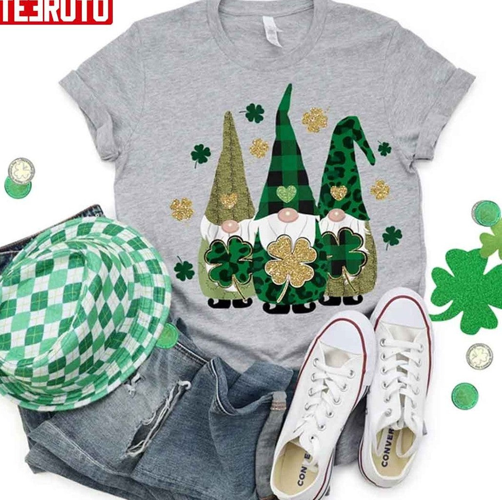 Shamrock St Patricks Day Gnomes Family Matching T-Shirt