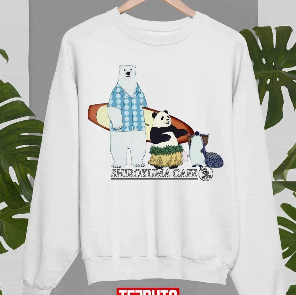 Shirokuma Cafe Polar Bear Panda Peinguin On Vacation Unisex Sweatshirt