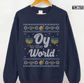 Oy To The World Funny Jewish Ugly Hanukkah Sweater Pattern Unisex Sweatshirt