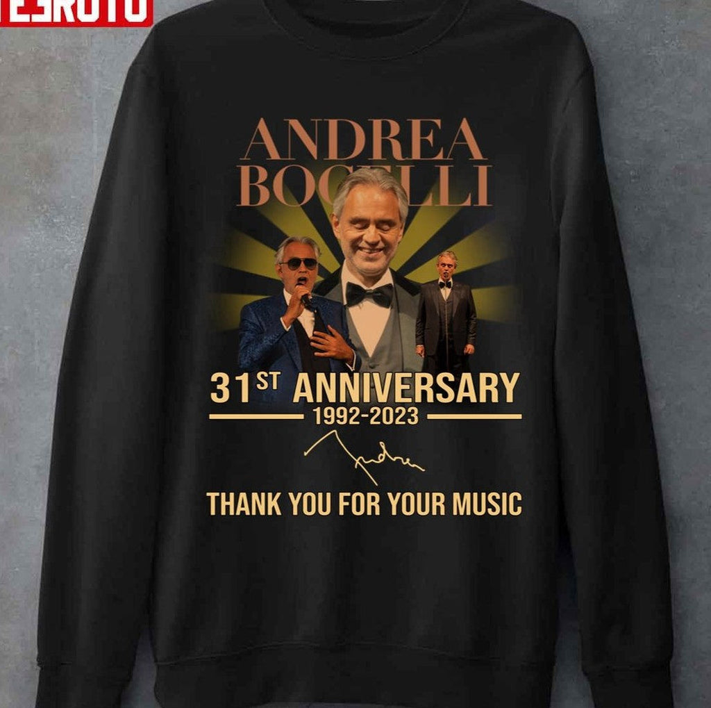 31st Anniversary Andrea Bocelli 1992 2023 Thank You For Memories Unisex Sweatshirt