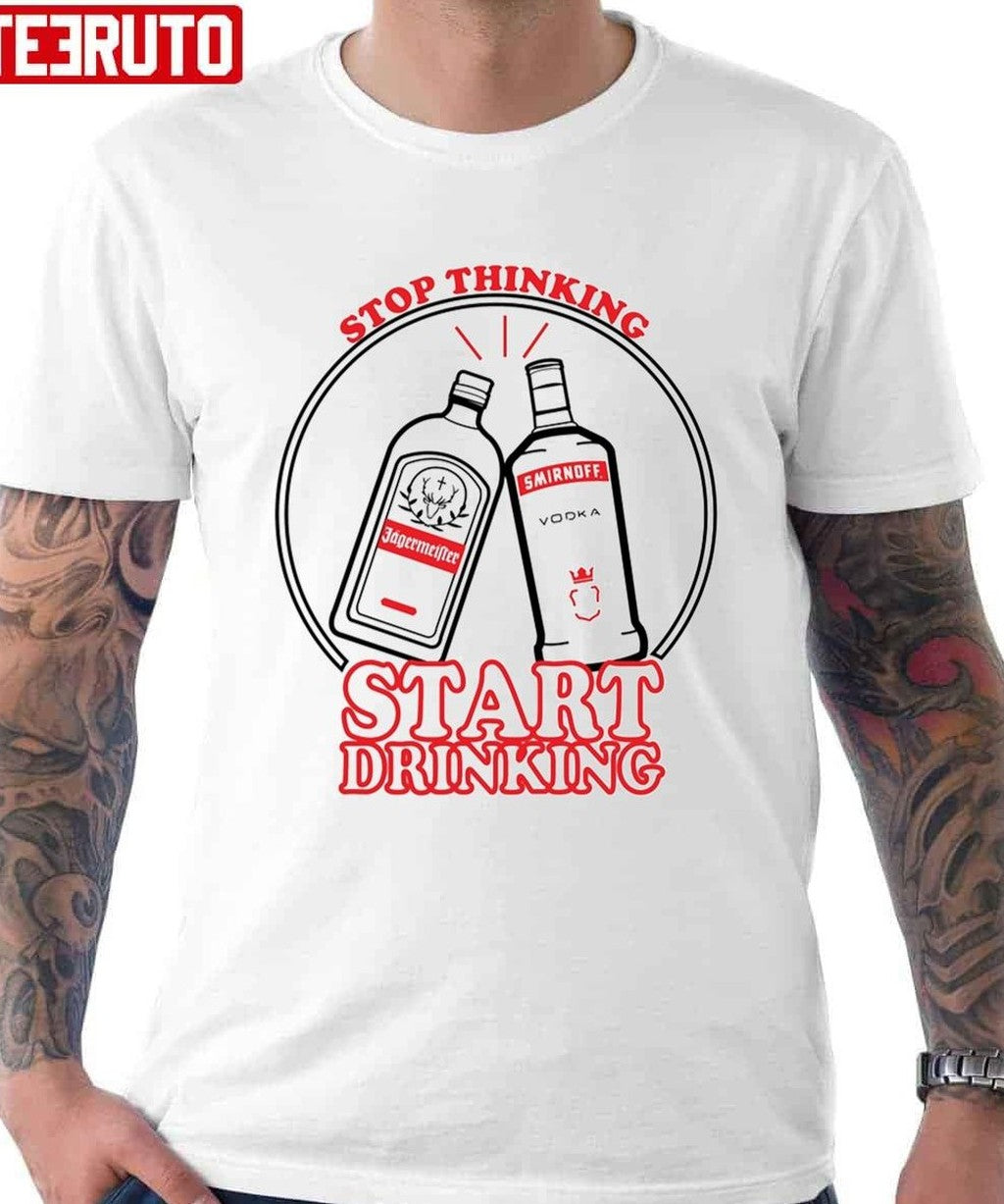 Stop Drinking Start Thinking Graphic Unisex Hoodie