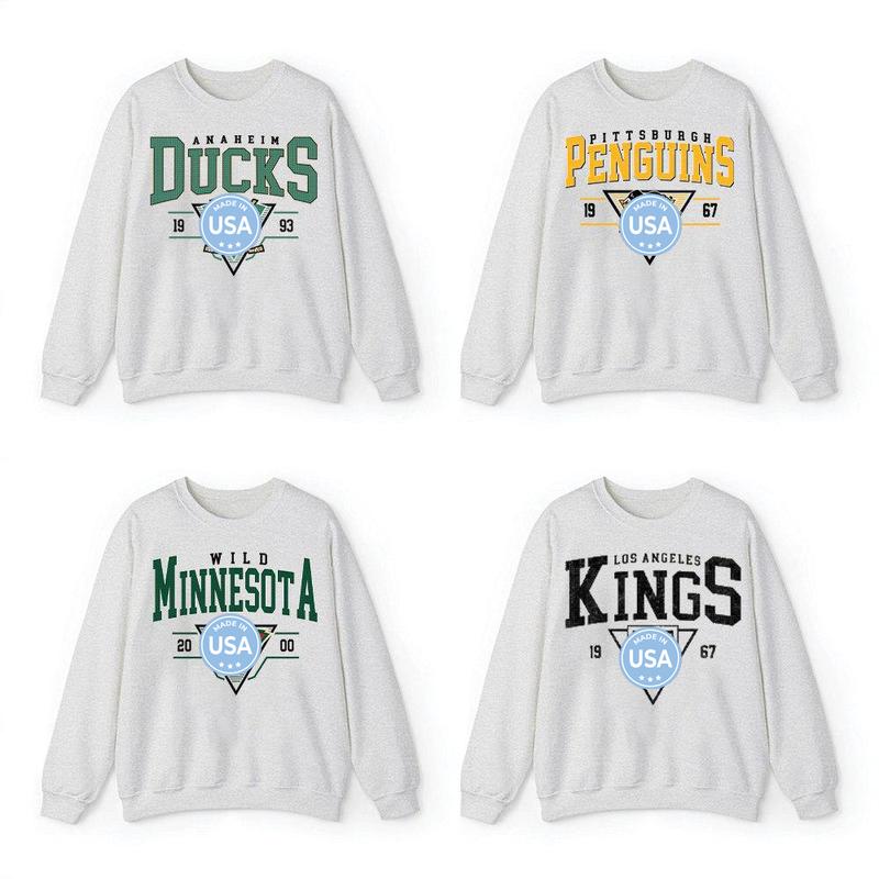 Vintage 90s All Team Hockey Sport Grey Sweatshirt, Crewneck Sweatshirt, Jersey Hockey Gift for Hockey Fan,  Casual Fabric