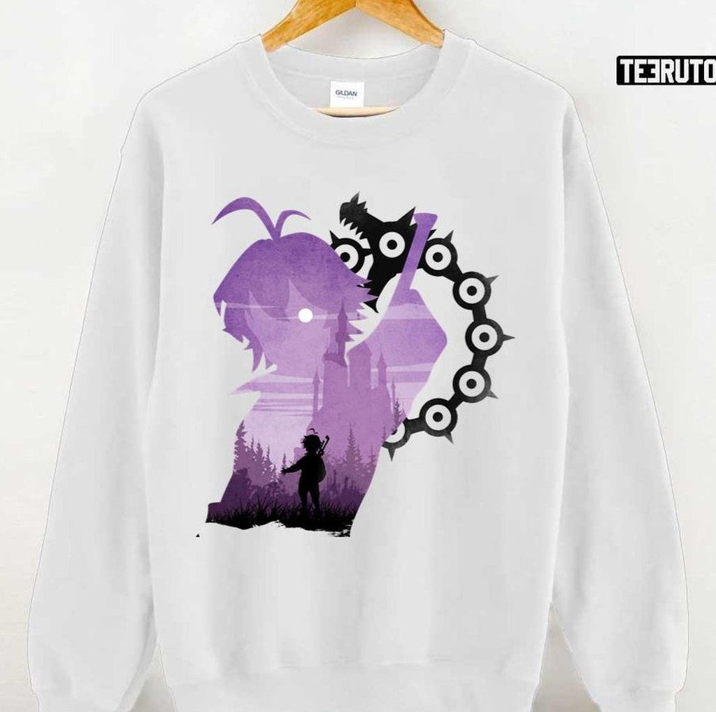 Purple Silhouette Meliodas The Seven Deadly Sins Animation Art Unisex T-Shirt