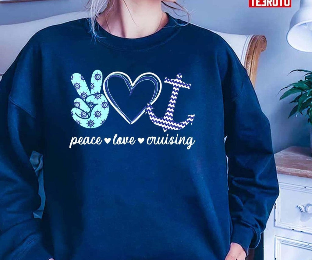 Peace Love Cruising Ship Hippie Art Unisex T-Shirt
