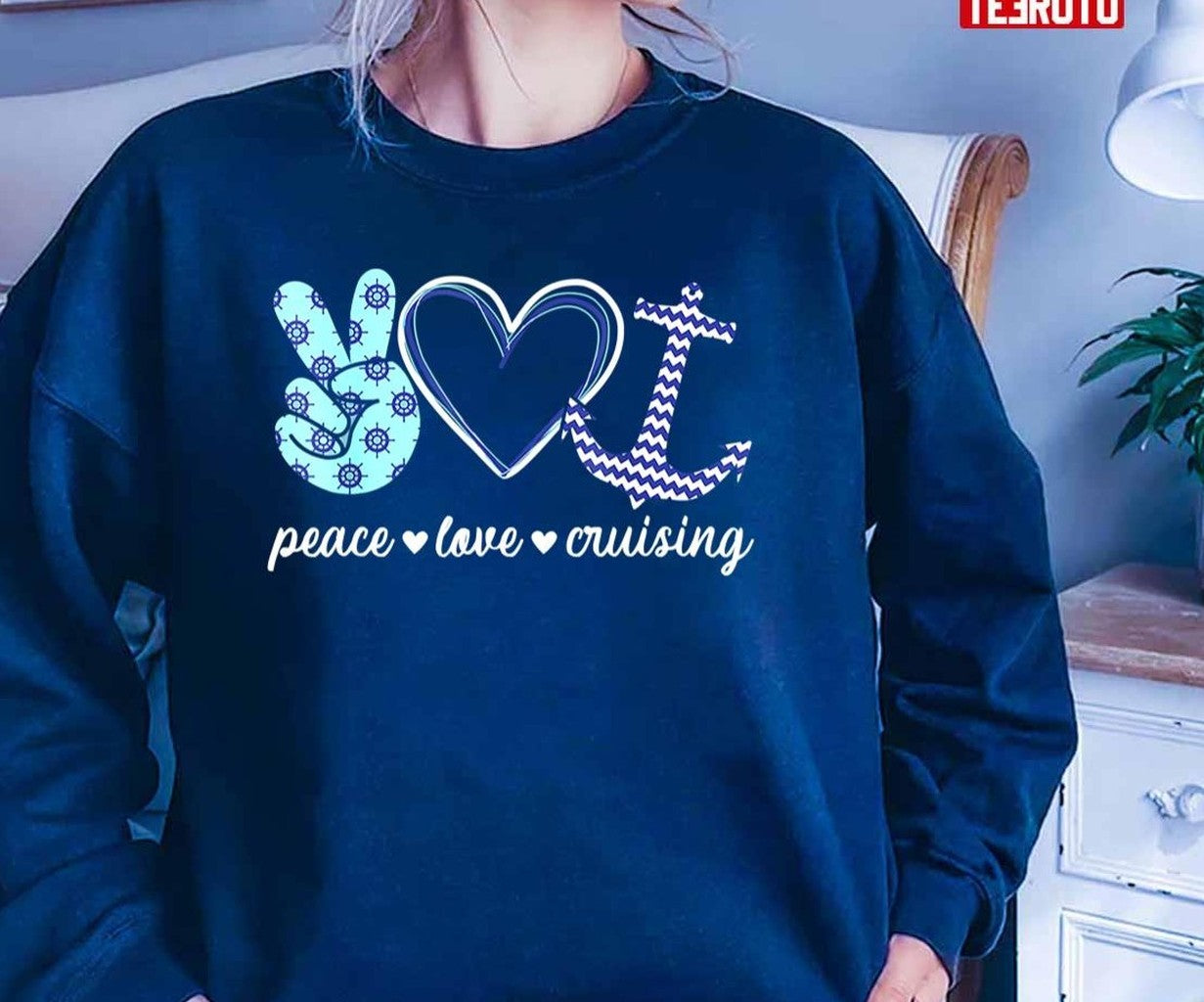 Peace Love Cruising Ship Hippie Art Unisex T-Shirt