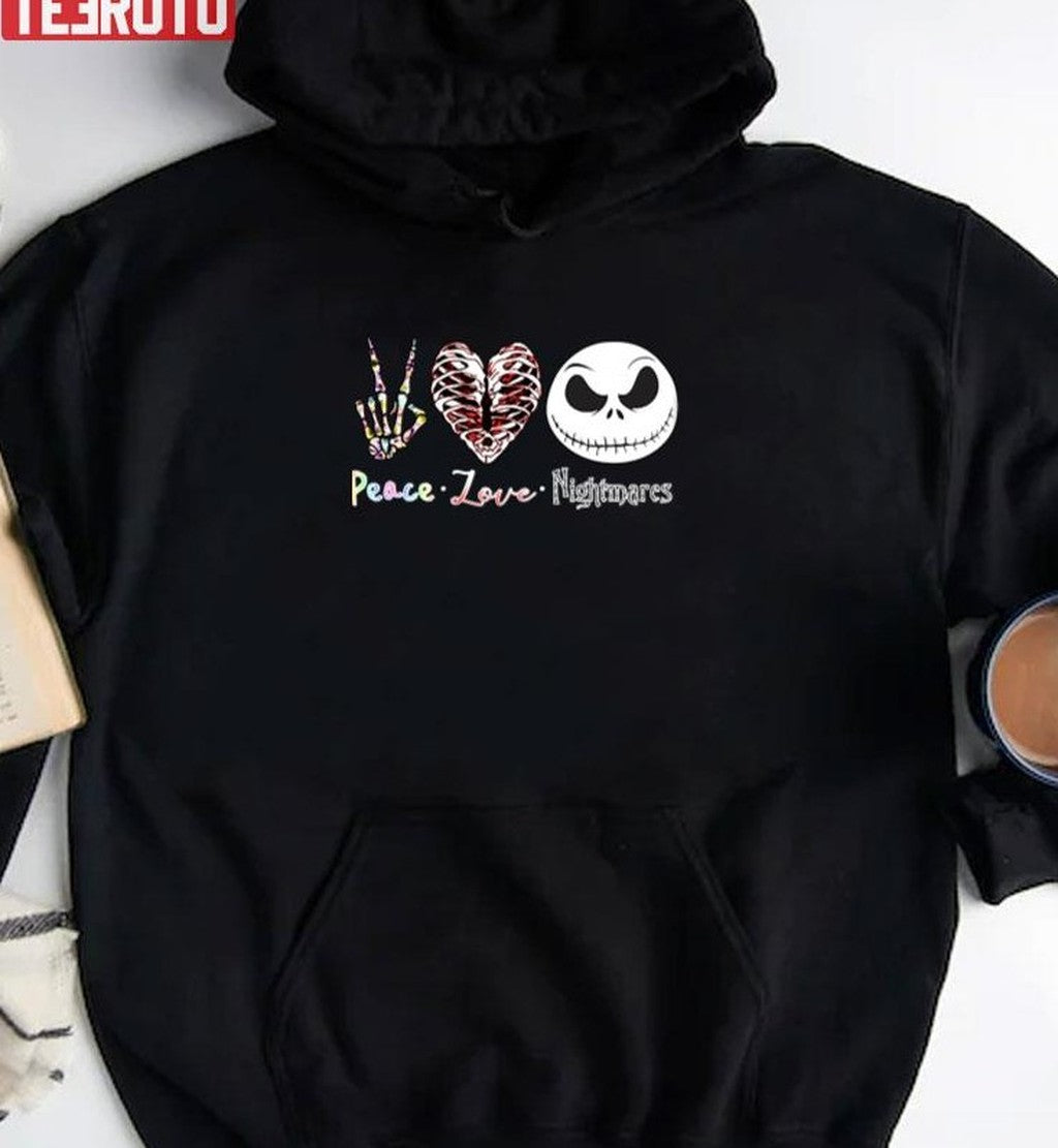 Peace Love And Nightmares Jack Skellington Unisex T-Shirt