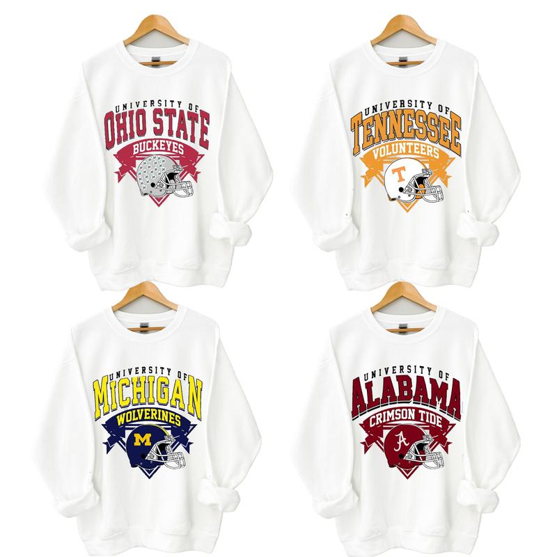 Vintage Football NCAA Sweatshirt - Classic Sport Sweatshirt for Football Fans - All Teams NCAA - Cotton, College Sweatshirt Jersey Knit