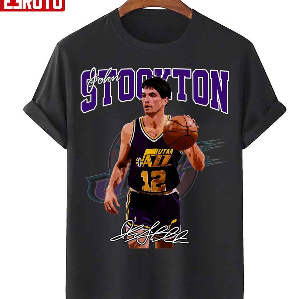 Basketball Signature John Stockton Legend Vintage Retro 80s Unisex T-Shirt