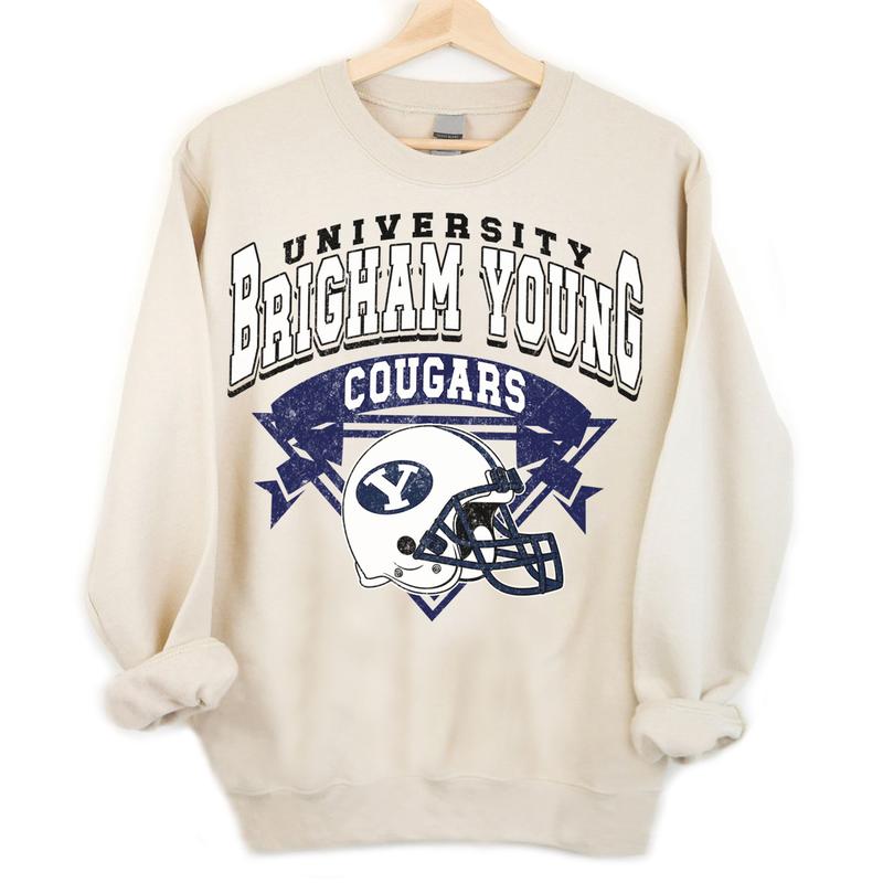 BYU Cougars Vintage NCAA Sweatshirt, Brigham Young University Sport Shirt, Classic Gift for Football Fans, Unisex Comfort Wear, T-Shirt Style