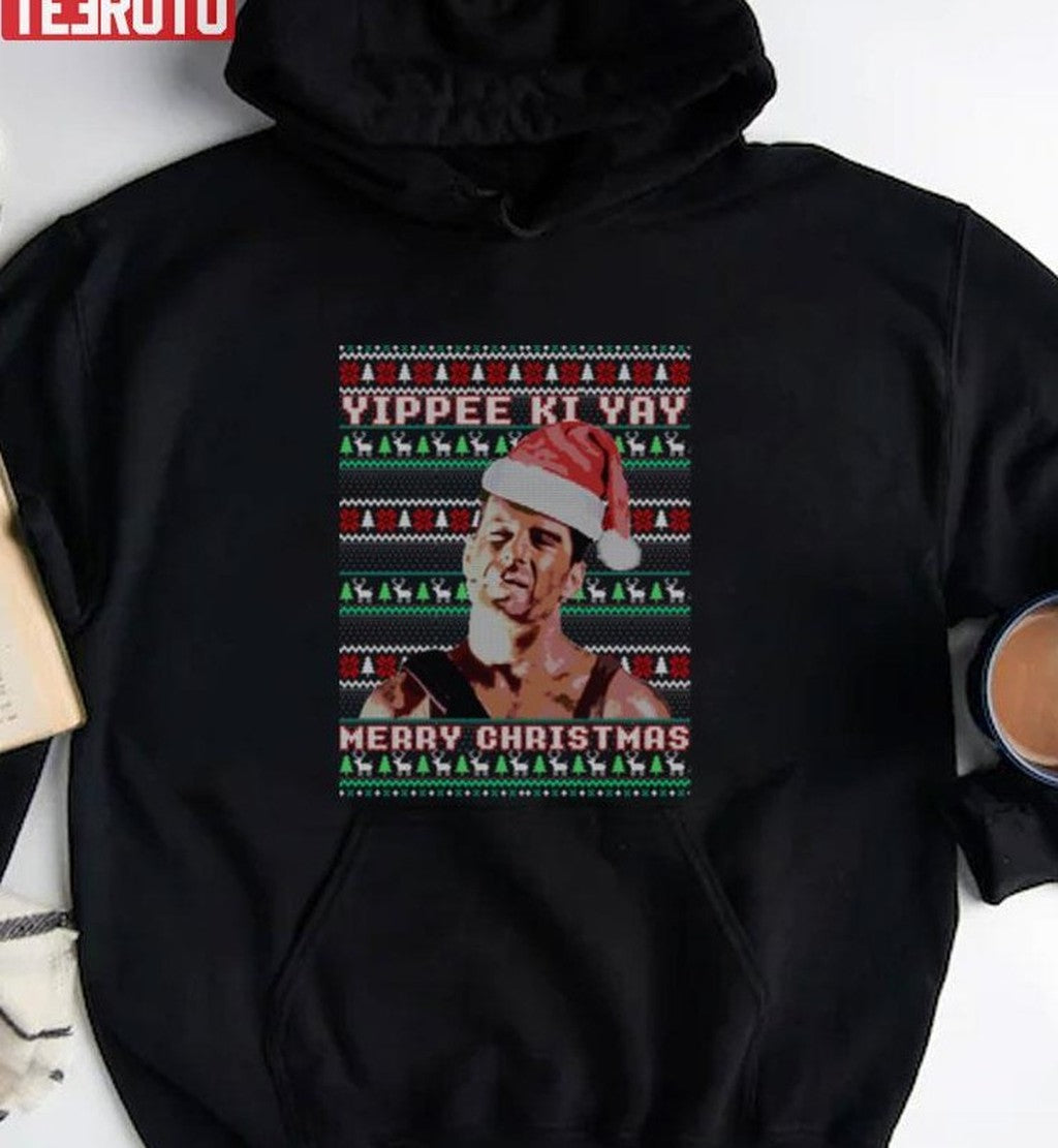 Smocking Yippe Ki Yay Funny Ugly Christmas Unisex Sweatshirt
