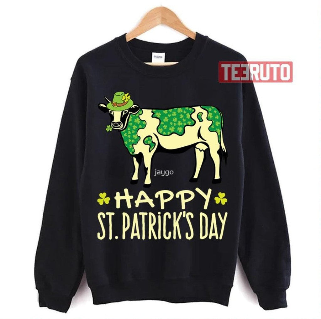 Shamrock Cow With Green Spots St Patrick's Day Unisex Sweatshirt