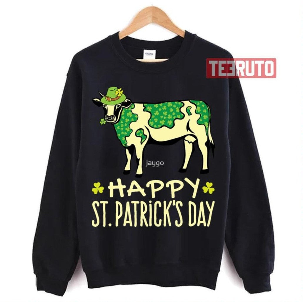 Shamrock Cow With Green Spots St Patrick's Day Unisex Sweatshirt