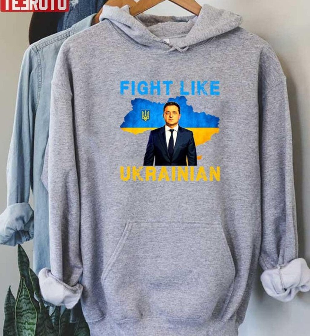 Sunflower Ukraine Zelensky Fight Like A Ukrainian Green C  Slava Ukrayini Unisex T-Shirt