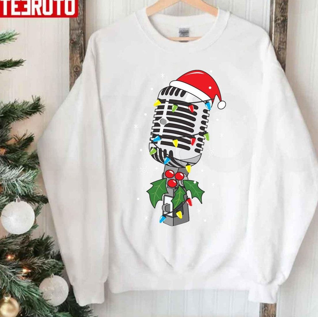 Singer Mic Microphone Christmas Tree Funny Unisex Sweatshirt