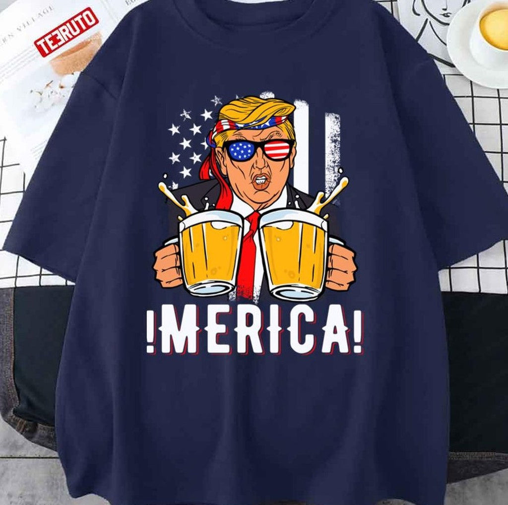Beer Trump 'merica Funny Trump Patriot Funny 4th Of July Unisex Sweatshirt